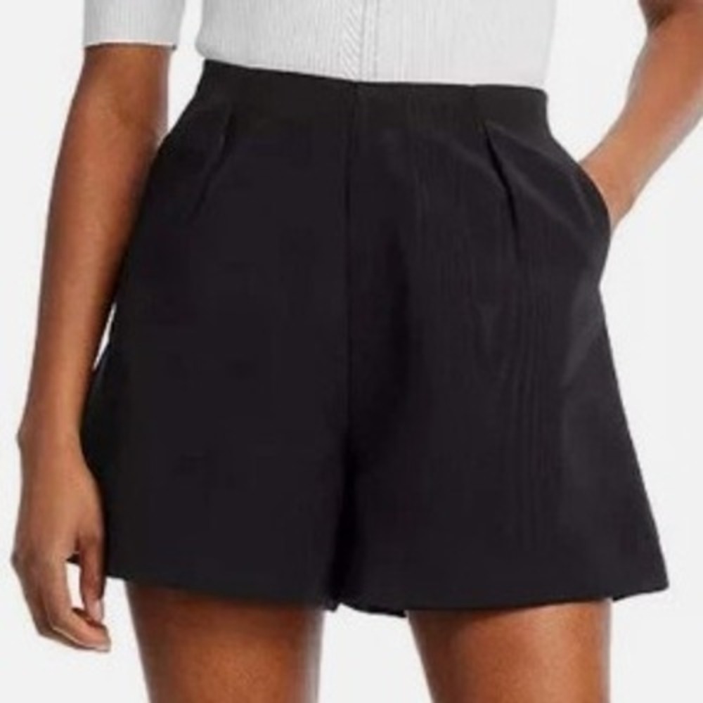 Bardot NEW XS Black Iris Pleated High Waisted Shorts Casual Sleek Chic Party